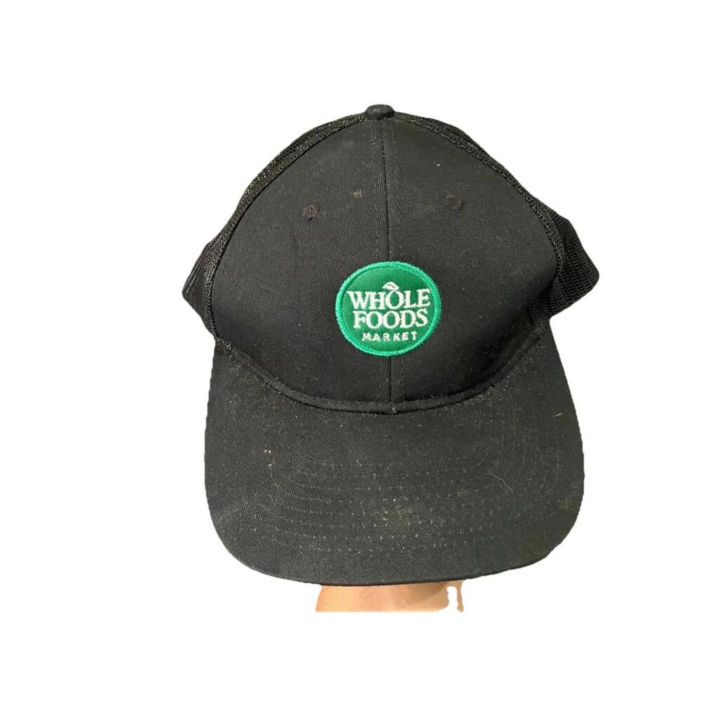 Whole Foods Market Employee Hat Black Mesh Trucker Snapback Cap Grocery Store - Picture 2 of 6